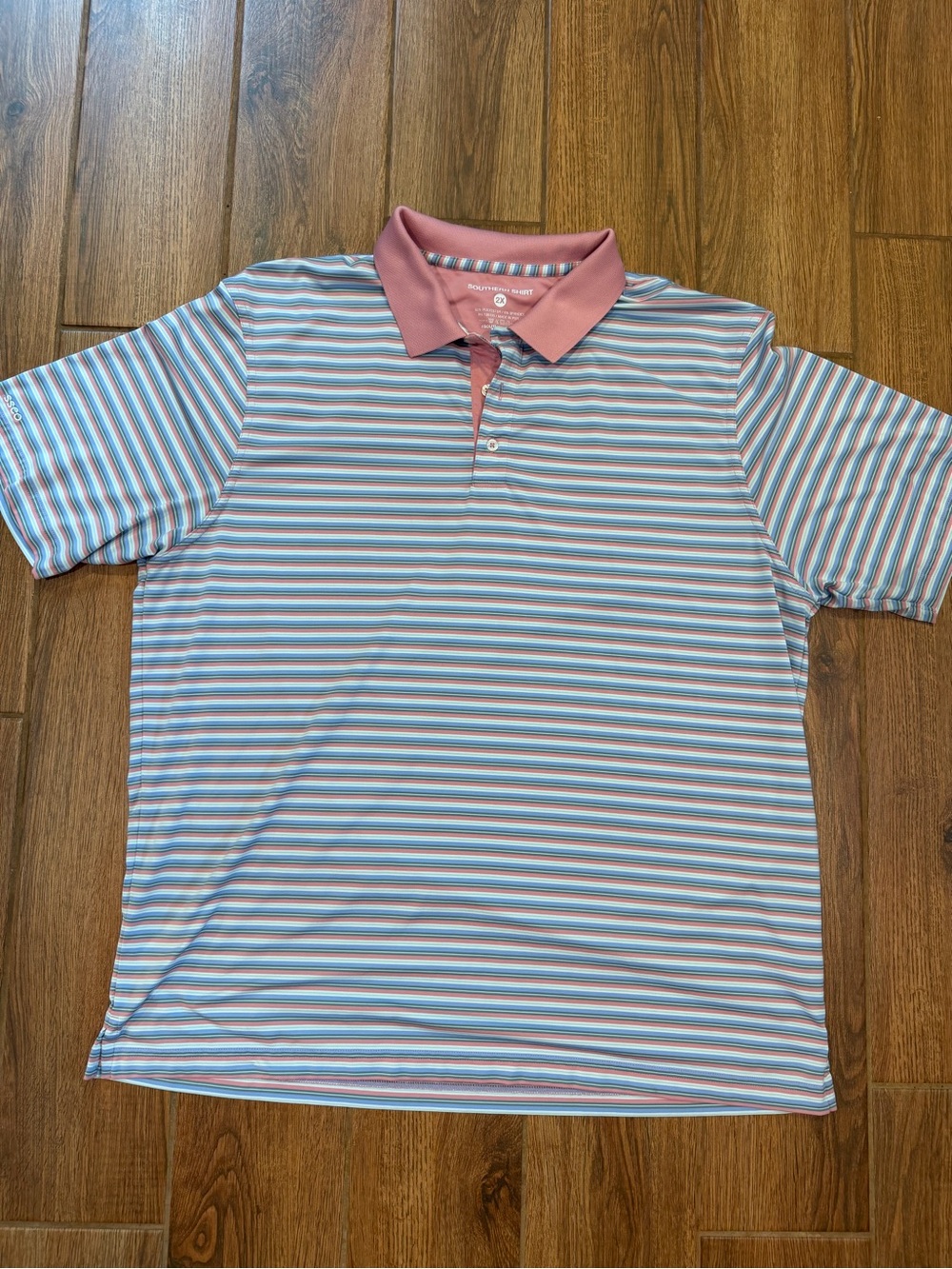 The Southern Shirt Company Pink & Light Blue Striped Polo / men’s 2X